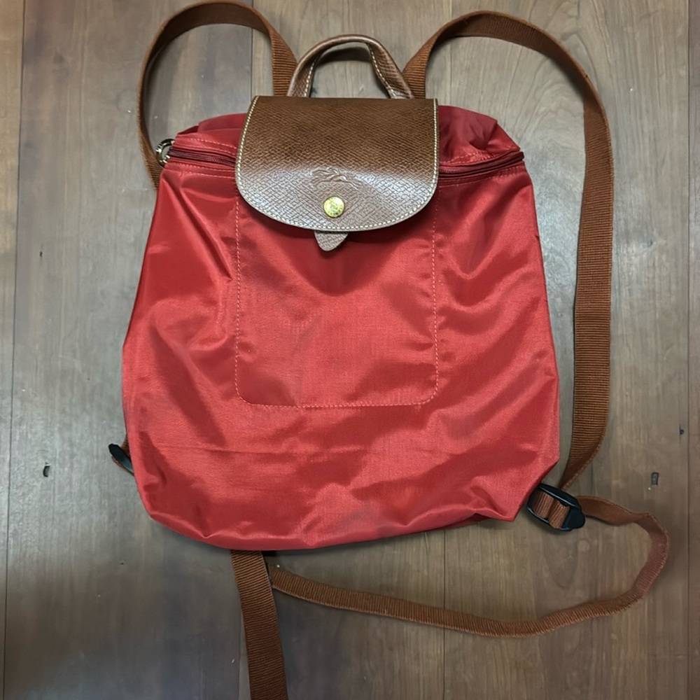 Longchamp Le Pliage Nylon Canvas Backpack - red